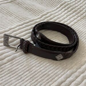 Brighton Brown Leather Woven Belt Silver Detail‎ Women’s M/L 32